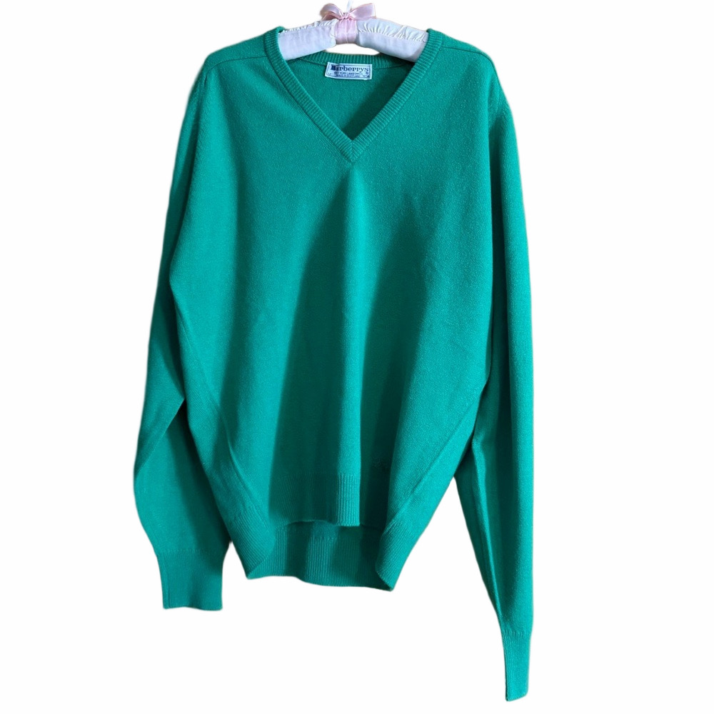 Burberry Men's V-Neck Sweater in Bright Green